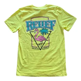 Relief Flamingo T Shirt Neon Yellow