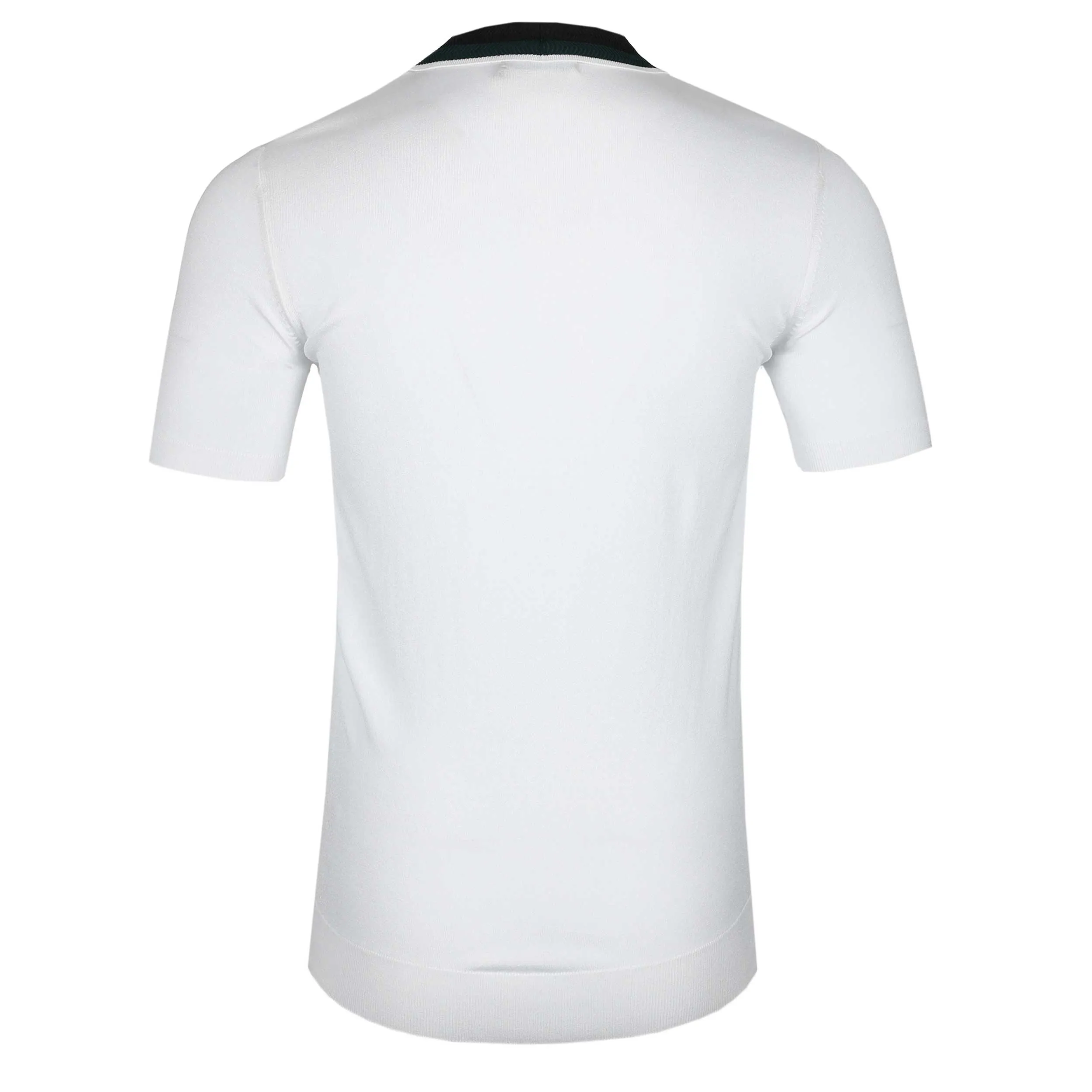 Remus Uomo Contrast Collar Knitted Zip Polo Shirt in White