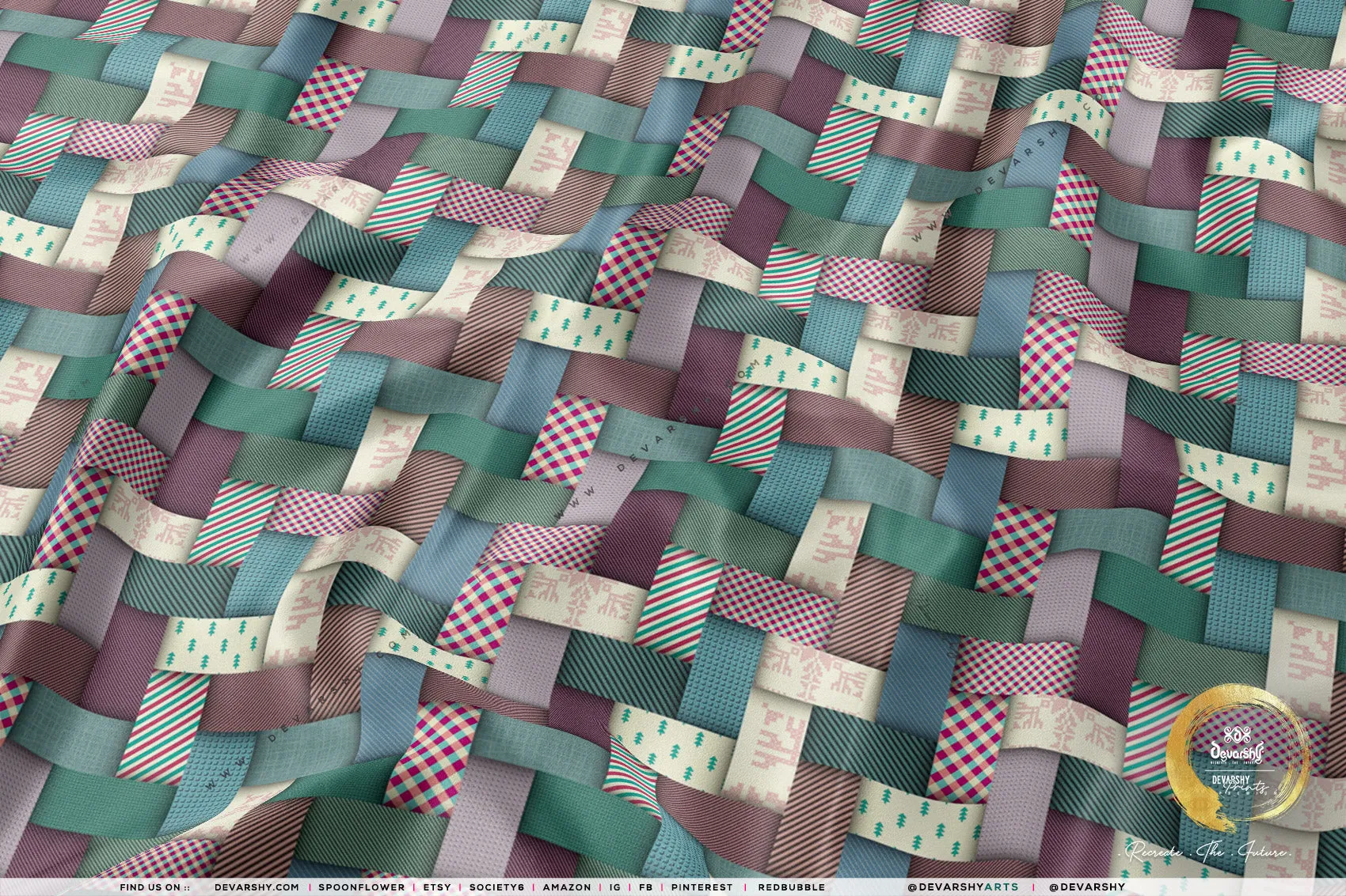 Ribbon Plaids Apparel Fabric 3Meters , 9 Designs | 8 Fabrics Option | Fabric By the Yard | 032