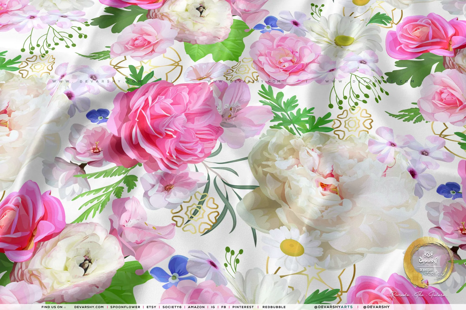 Roses Apparel Fabric 3Meters , 9 Designs | 8 Fabrics Option | Fabric By the Yard | D20134