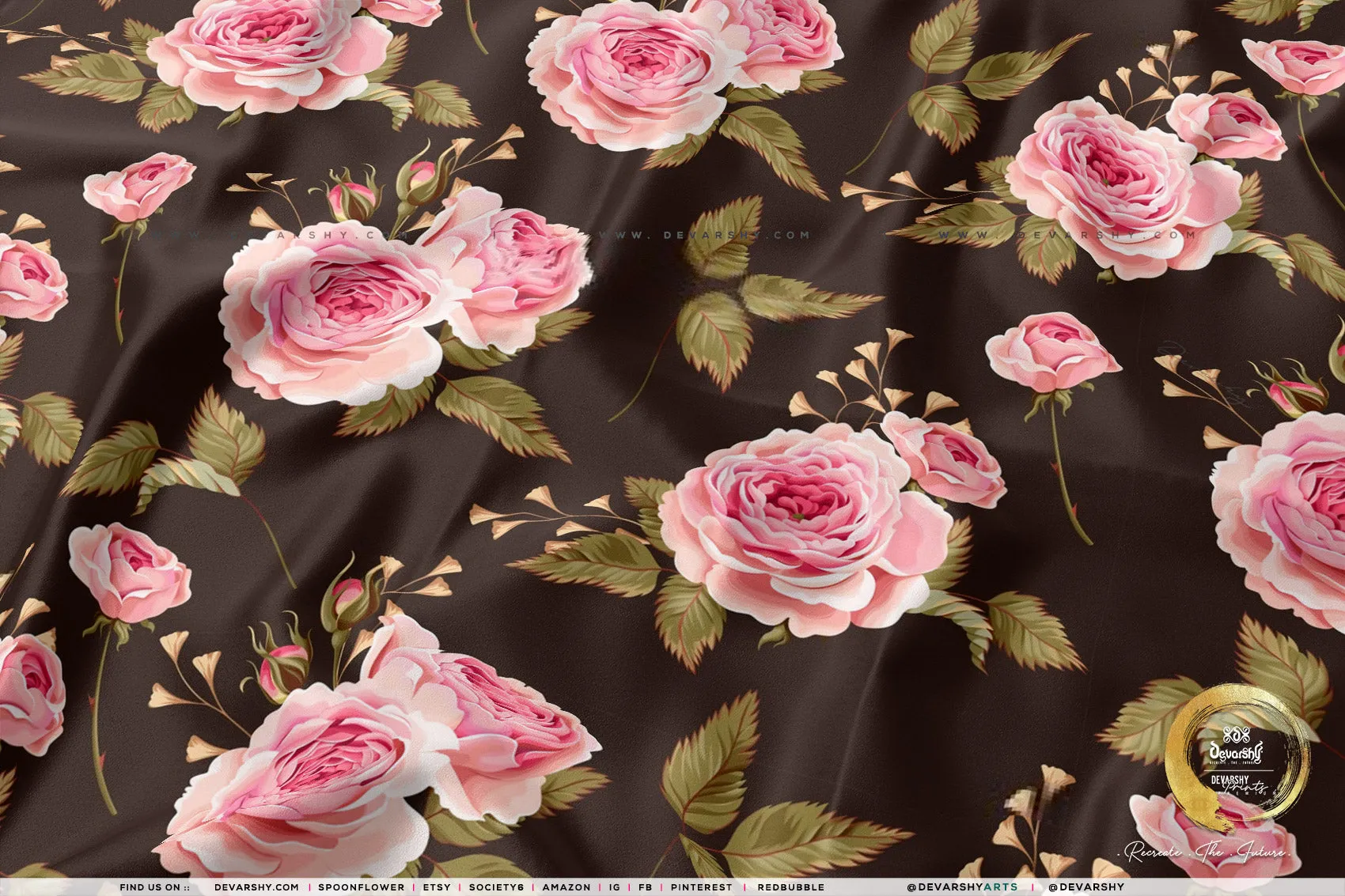 Roses Apparel Fabric 3Meters , 9 Designs | 8 Fabrics Option | Fabric By the Yard | D20134