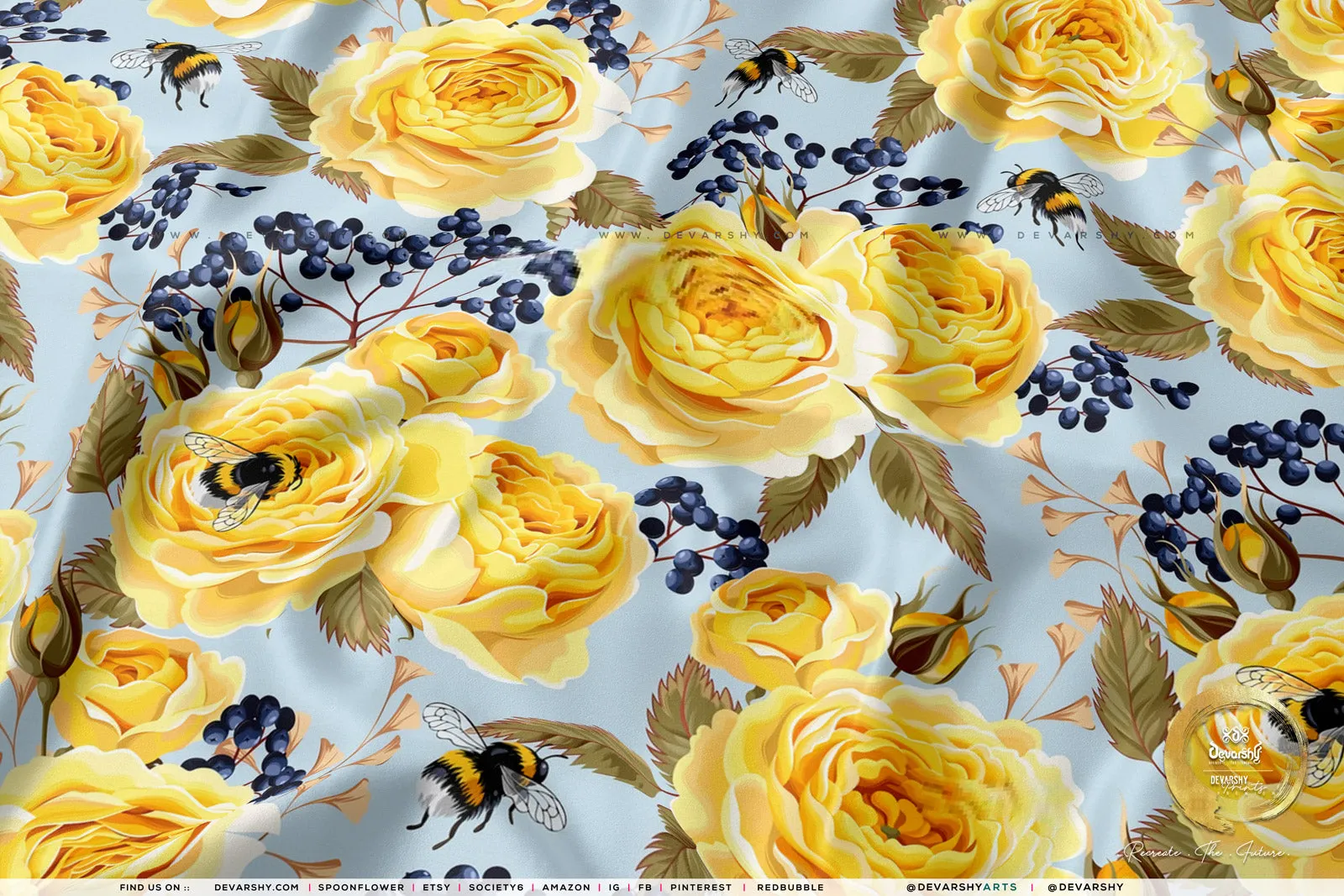 Roses Apparel Fabric 3Meters , 9 Designs | 8 Fabrics Option | Fabric By the Yard | D20134