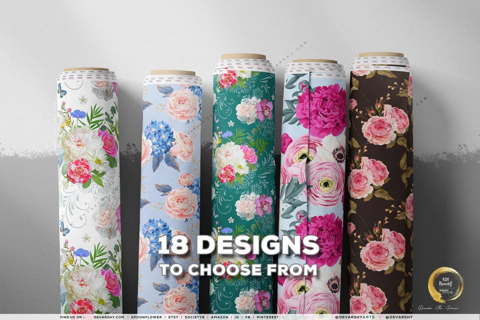 Roses Apparel Fabric 3Meters , 9 Designs | 8 Fabrics Option | Fabric By the Yard | D20134