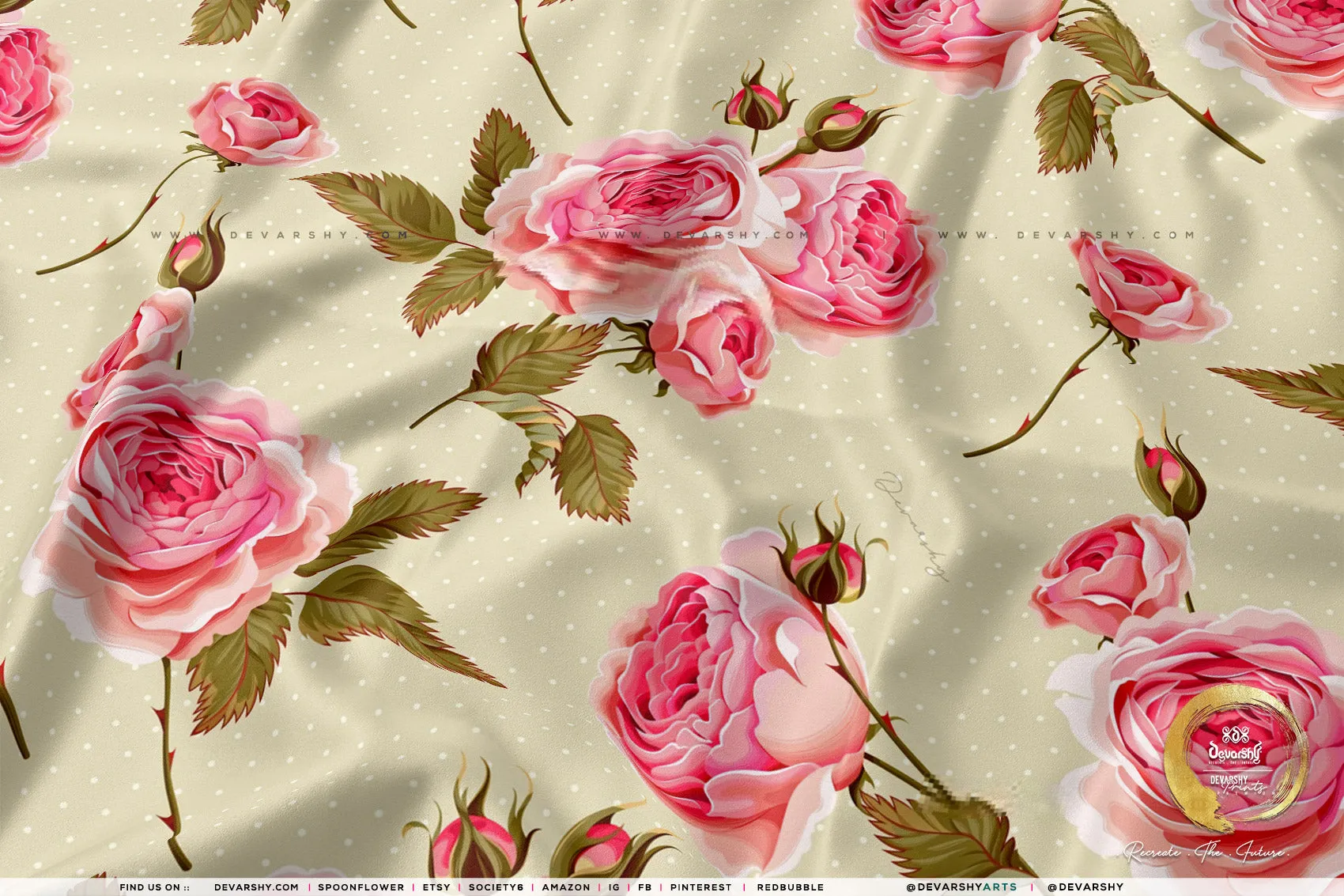 Roses Apparel Fabric 3Meters , 9 Designs | 8 Fabrics Option | Fabric By the Yard | D20134