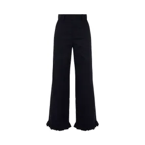 Ruffle Detail Regular Fit Trouser in Black