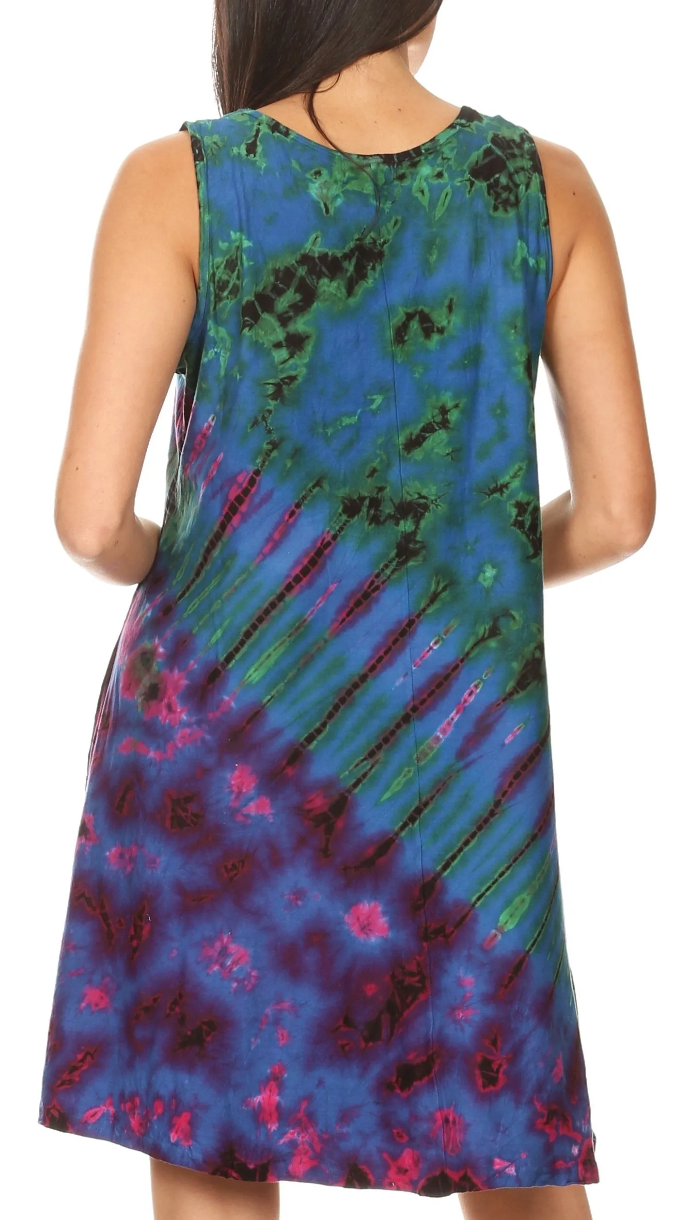 Sakkas Dora Women's Sleeveless Knit Loose Casual Shift Print Tank Dress Sundress