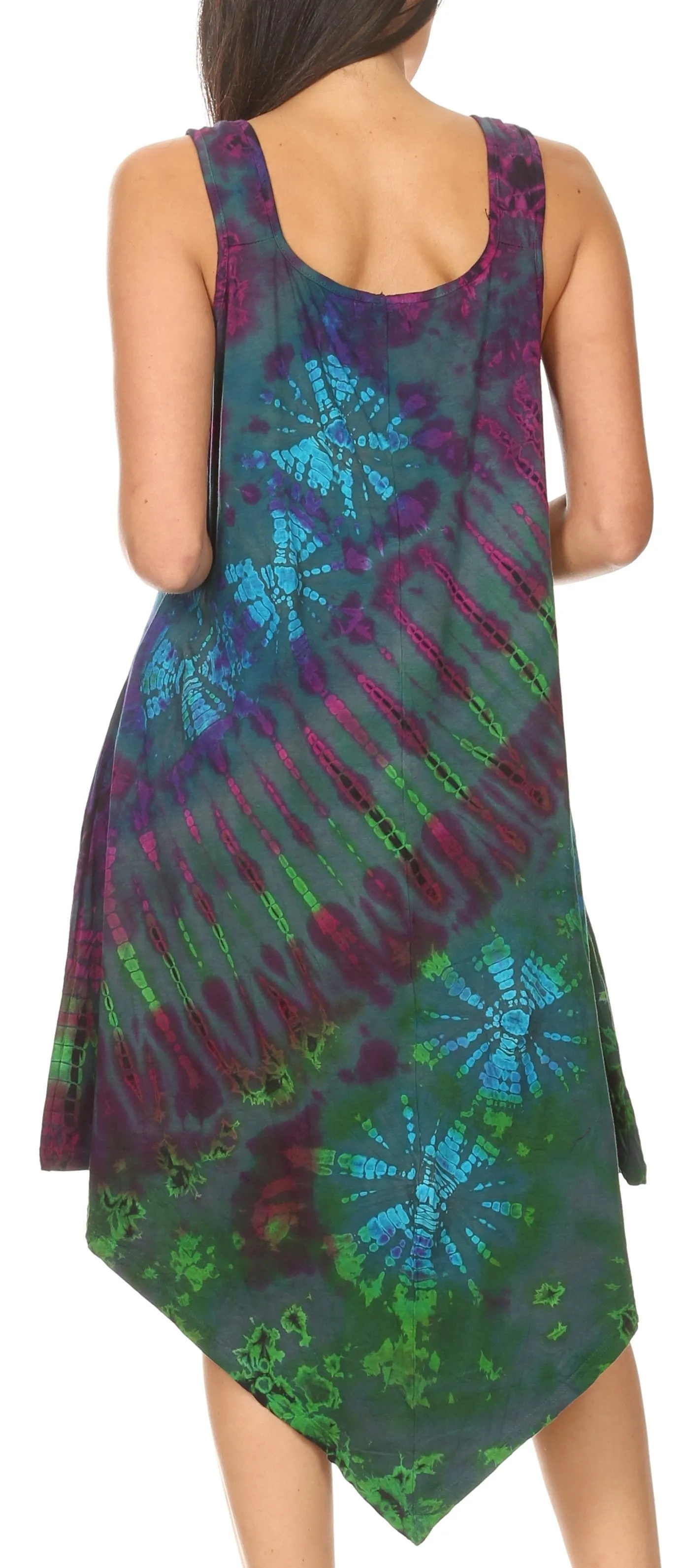 Sakkas Dylla Women's Sleeveless Tie Dye Casual Stretchy Loose Tank Dress Sundress