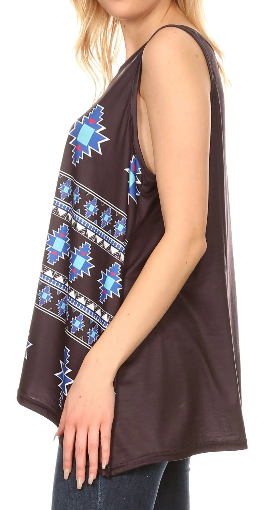 Sakkas Juliana Womens Summer Sleeveless Tank Top Printed Dashiki Jersey Knit