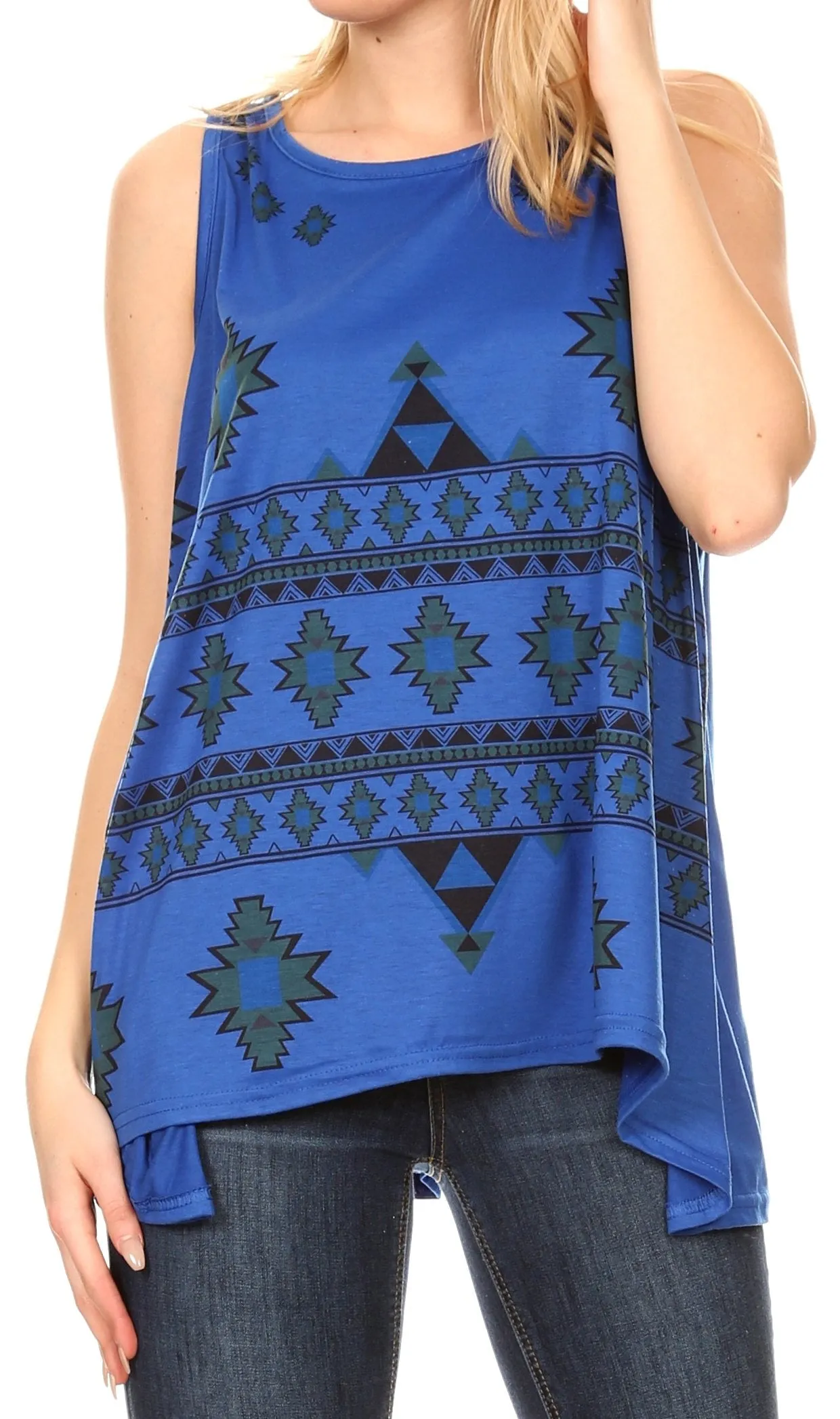 Sakkas Juliana Womens Summer Sleeveless Tank Top Printed Dashiki Jersey Knit