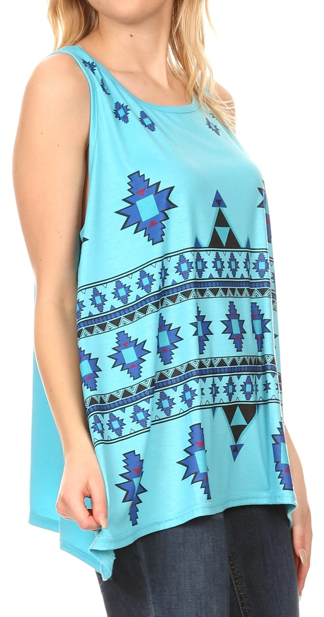 Sakkas Juliana Womens Summer Sleeveless Tank Top Printed Dashiki Jersey Knit