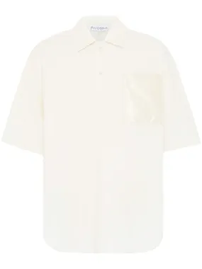 Short-Sleeve Quilted Pocket Polo Top - Ivory