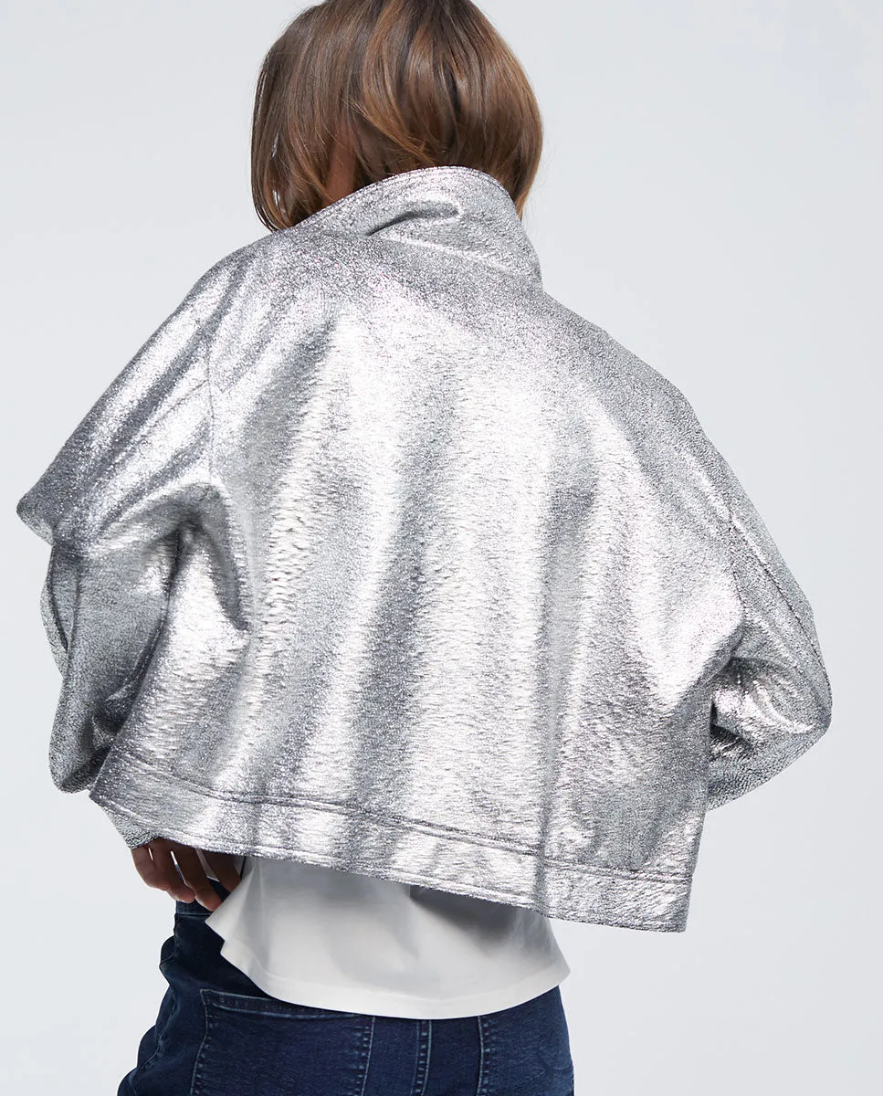 Silver crackled bomber jacket