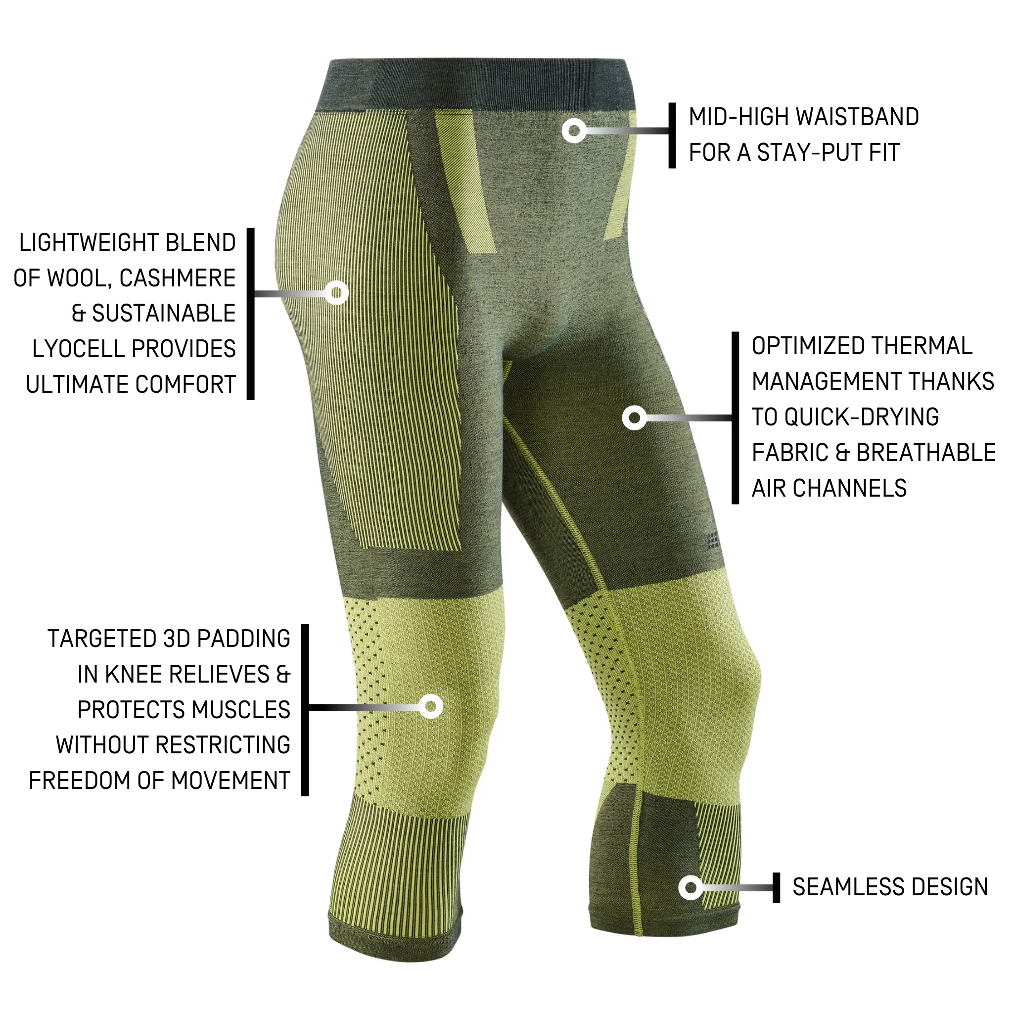 Ski Touring 3/4 Base Tights, Men