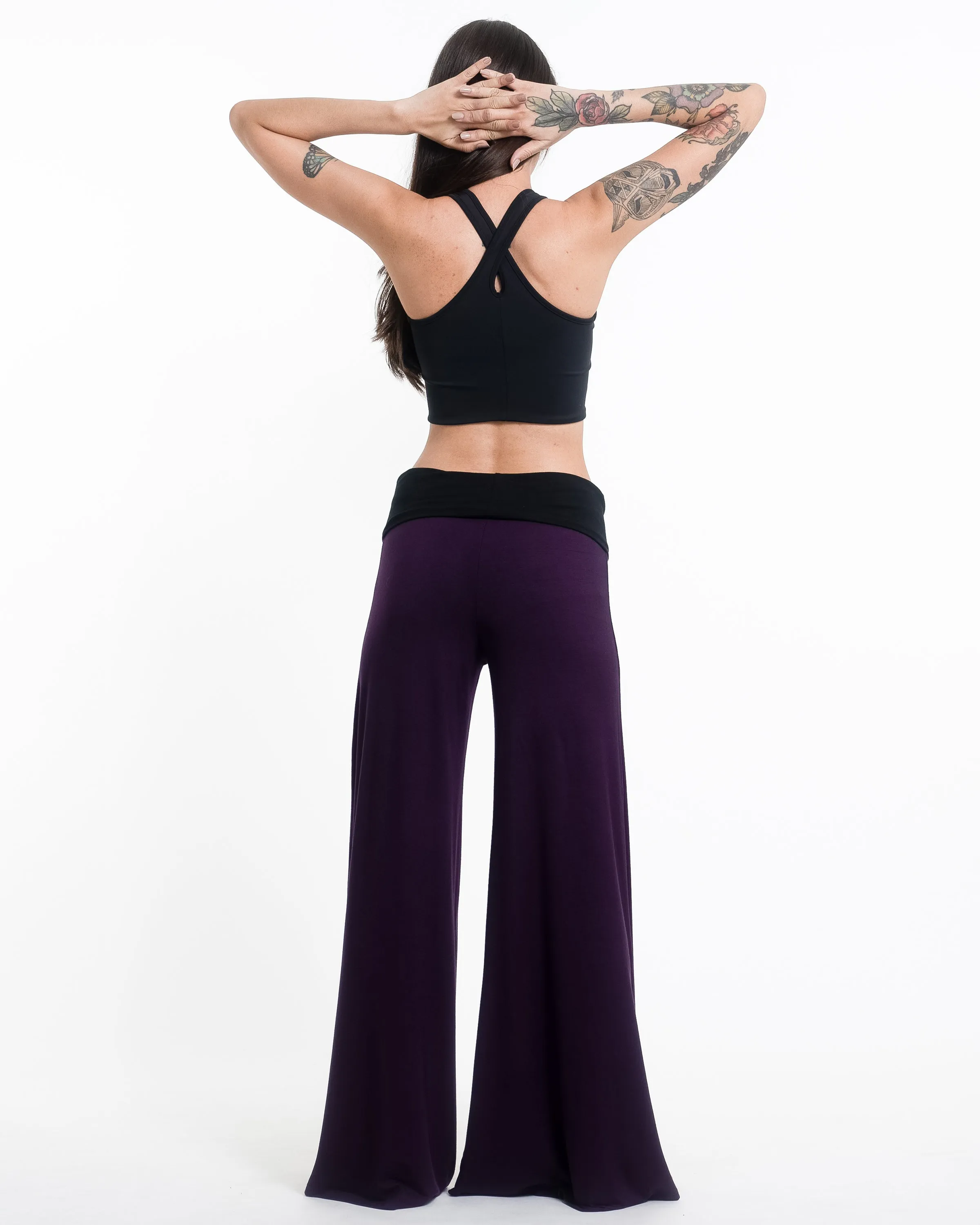 Skulls Spandex Wide Leg Palazzo Pants in Purple