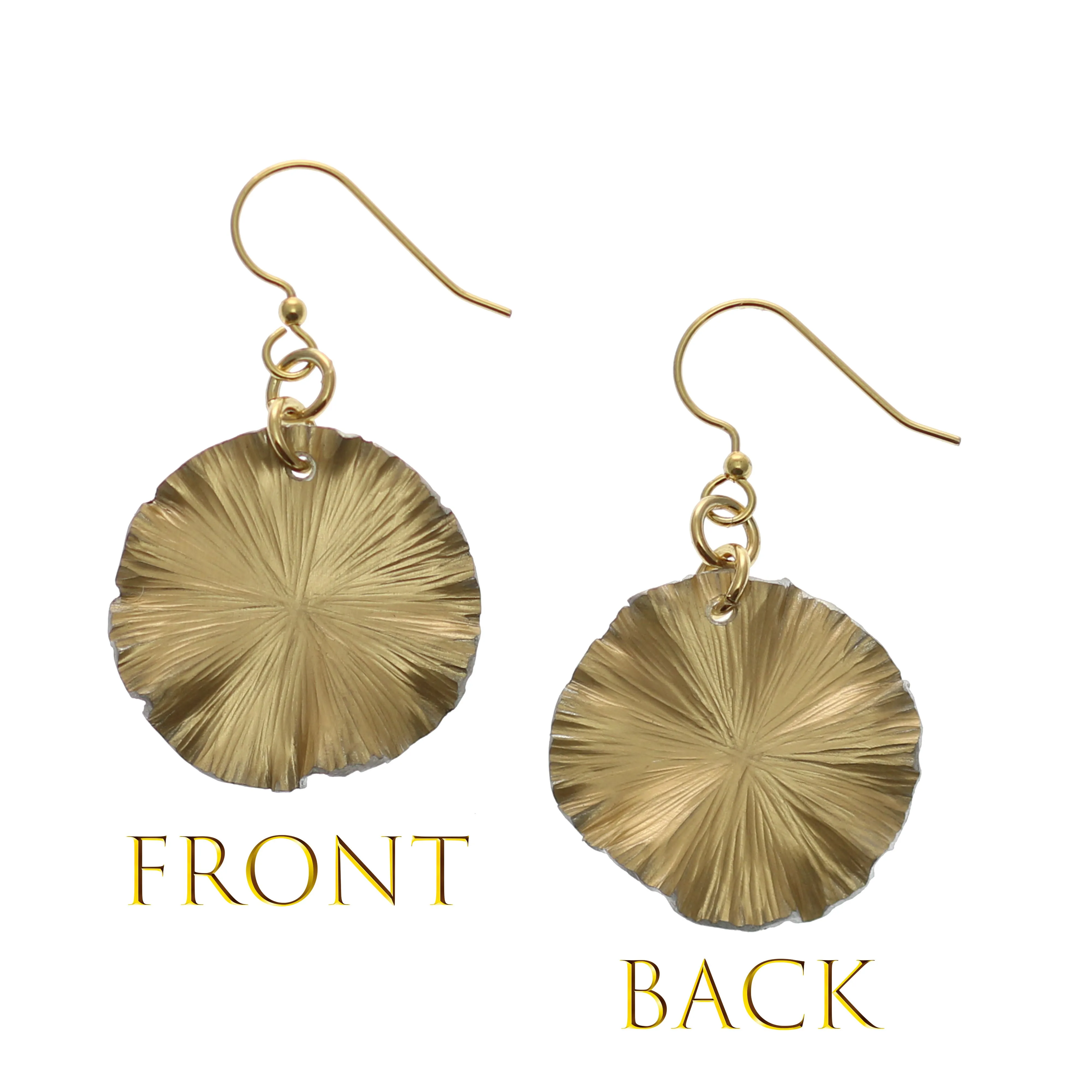 Small Gold Anodized Lily Pad Leaf Drop Earrings