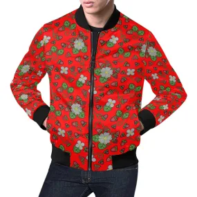 Strawberry Dreams Fire All Over Print Bomber Jacket for Men