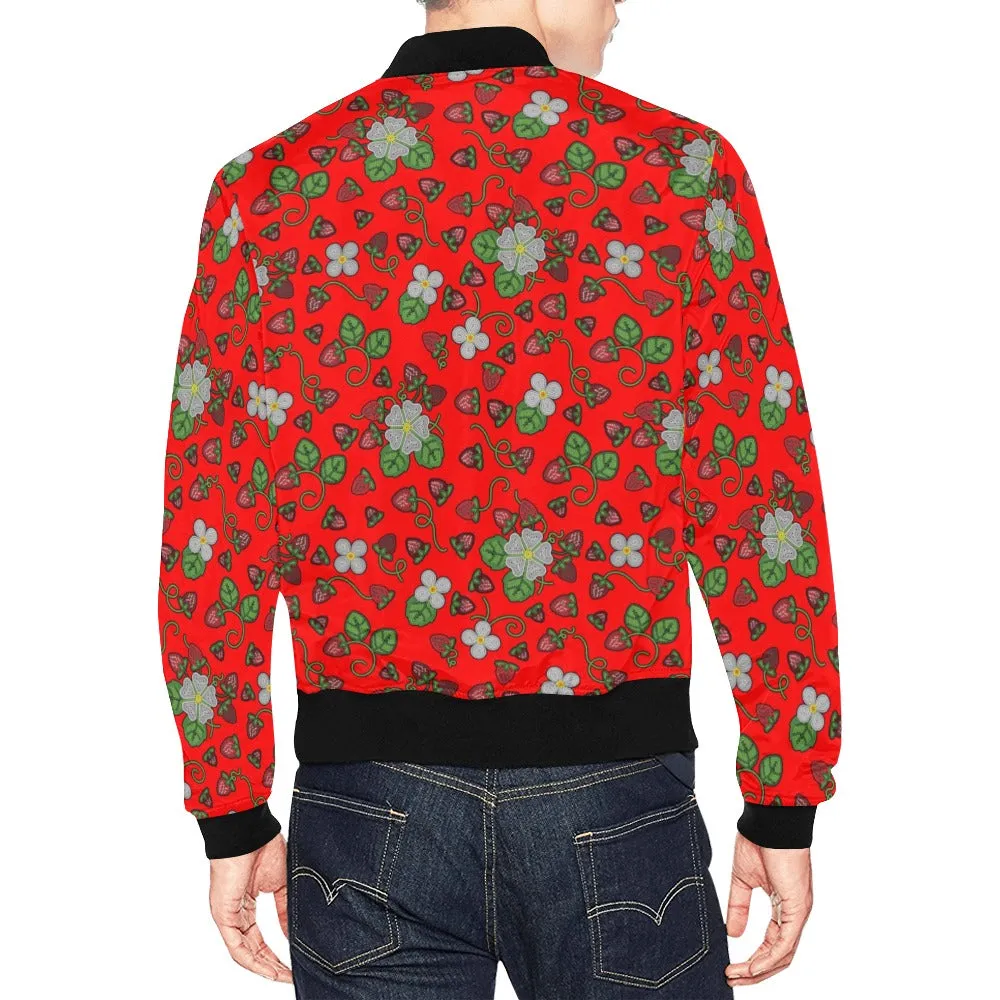 Strawberry Dreams Fire All Over Print Bomber Jacket for Men