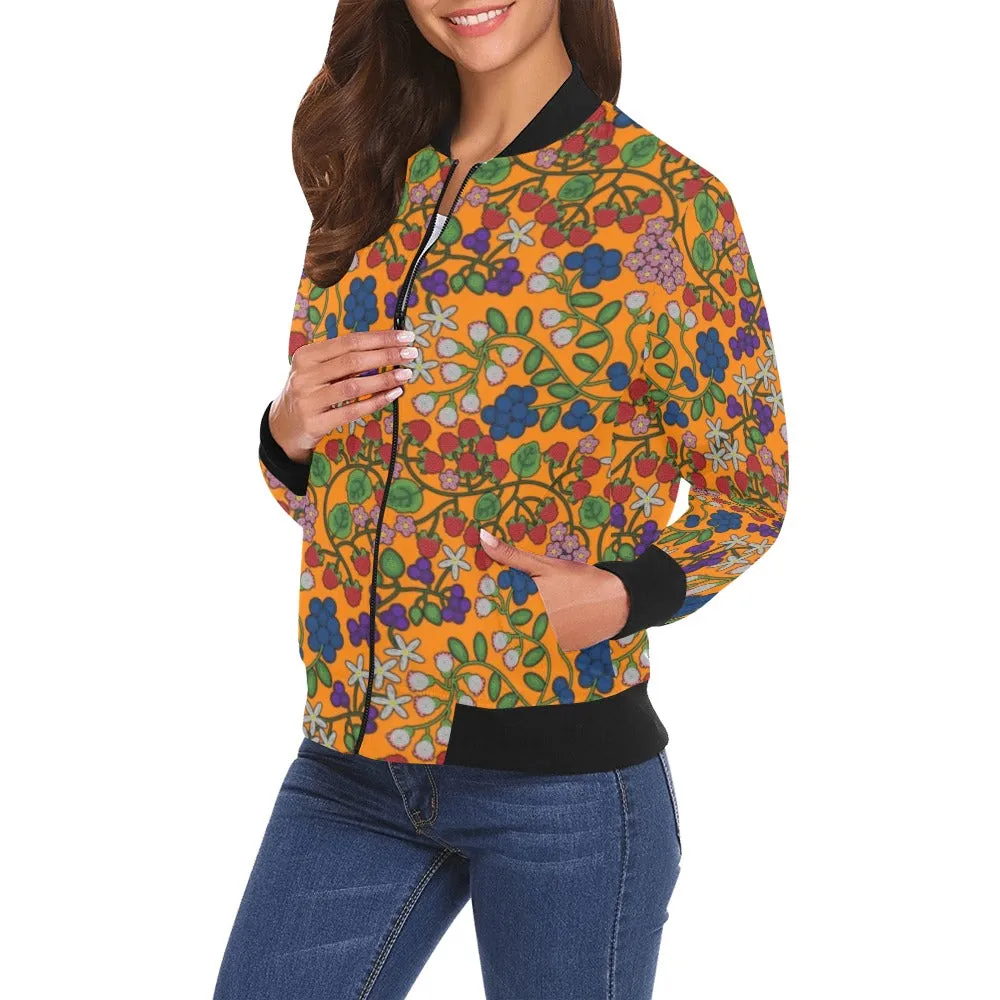 Takwakin Harvest Carrot All Over Print Bomber Jacket for Women