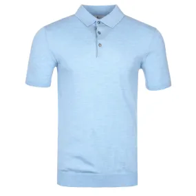 Thomas Maine Knitted Basic Polo Shirt in Sky Blue