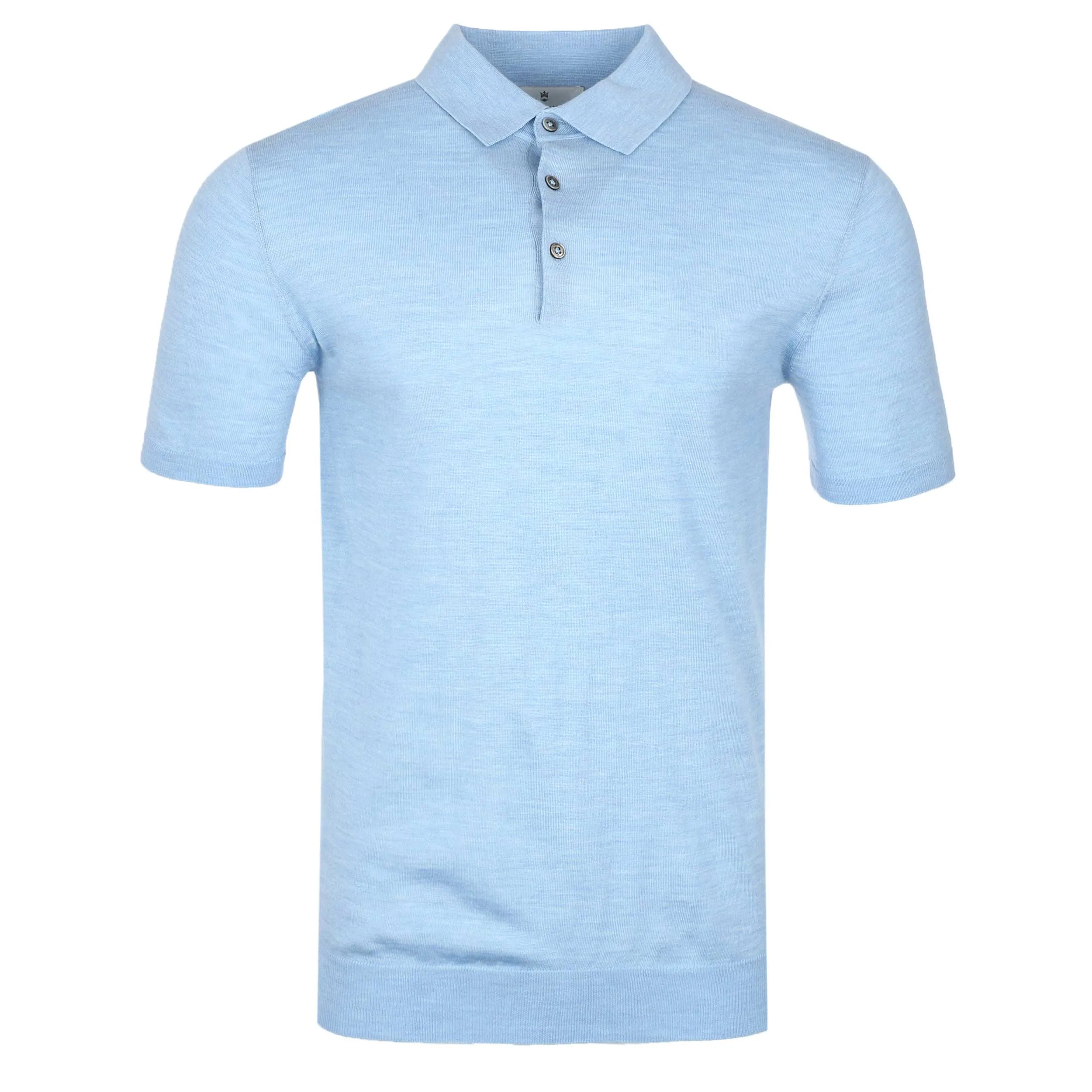 Thomas Maine Knitted Basic Polo Shirt in Sky Blue