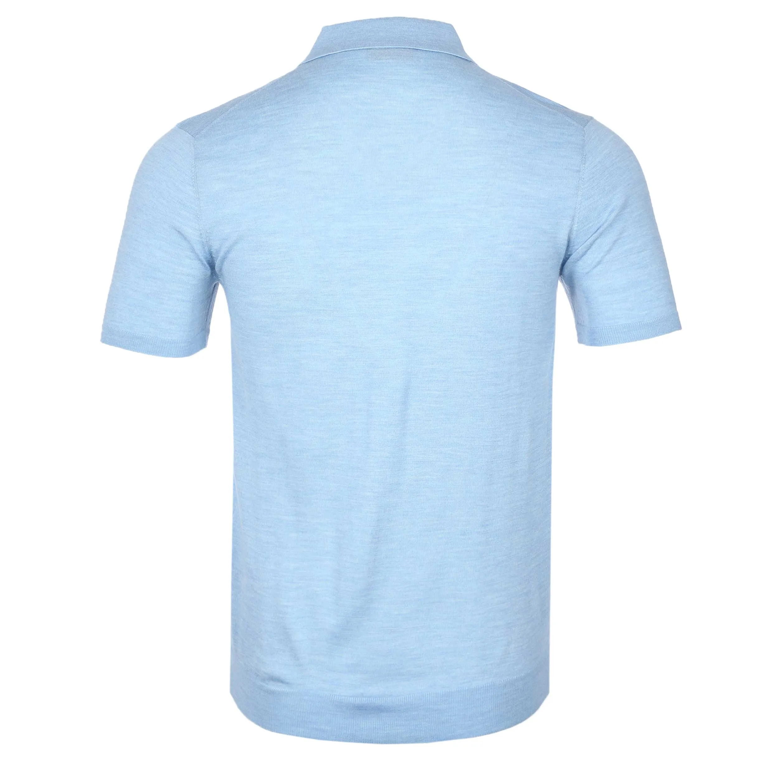 Thomas Maine Knitted Basic Polo Shirt in Sky Blue