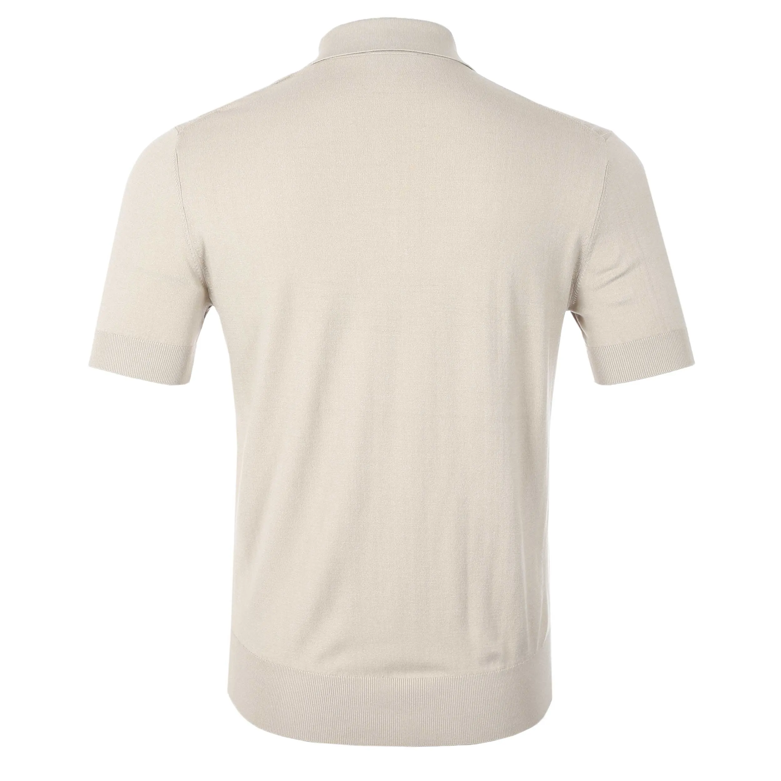 Thomas Maine Ribbed Polo in Beige