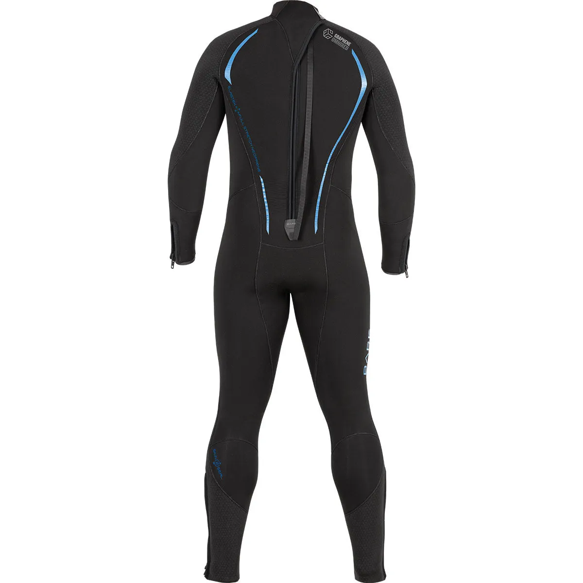 Used Bare 5mm Mens Reactive Full Wetsuit-Blue-X-Large