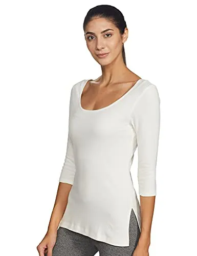 Van Heusen Women Anti Bacterial 3/4th Sleeve Thermal Vest - Round Neck, Super Soft_77402_Ivory_M