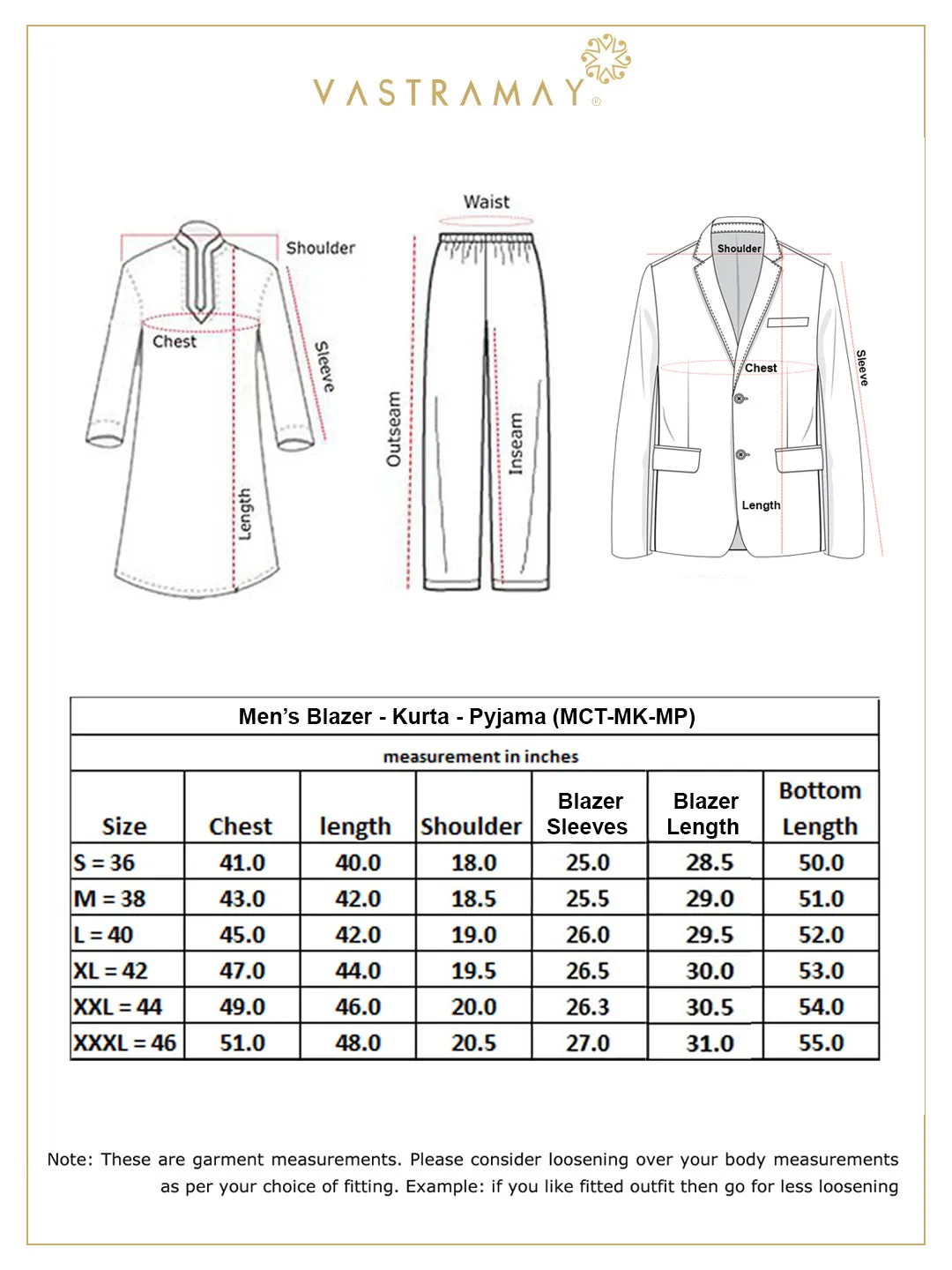 VASTRAMAY Lavender Blazer & Cream Kurta Set