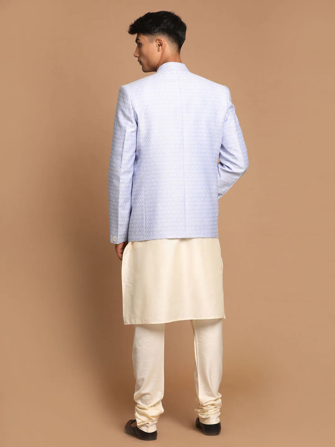 VASTRAMAY Lavender Blazer & Cream Kurta Set