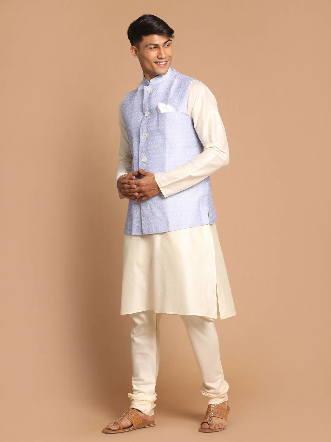 VASTRAMAY Lavender Nehru Jacket with Kurta Set