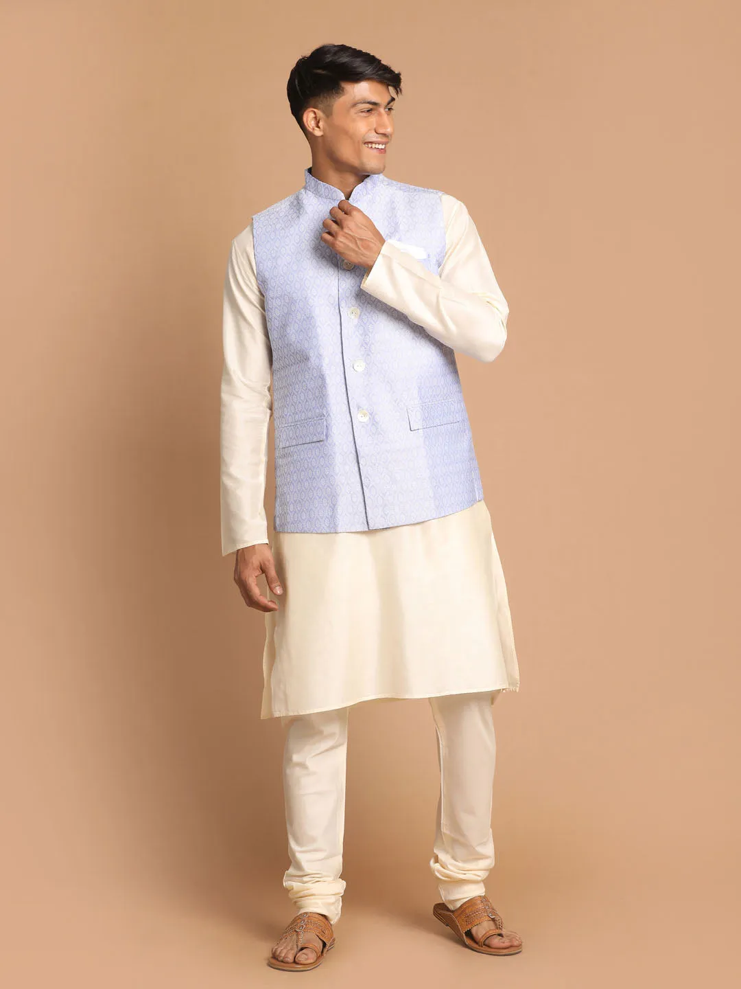 VASTRAMAY Lavender Nehru Jacket with Kurta Set