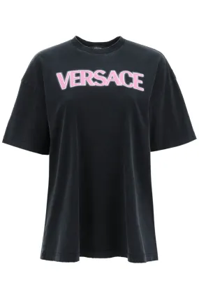 Versace distressed t-shirt with neon logo