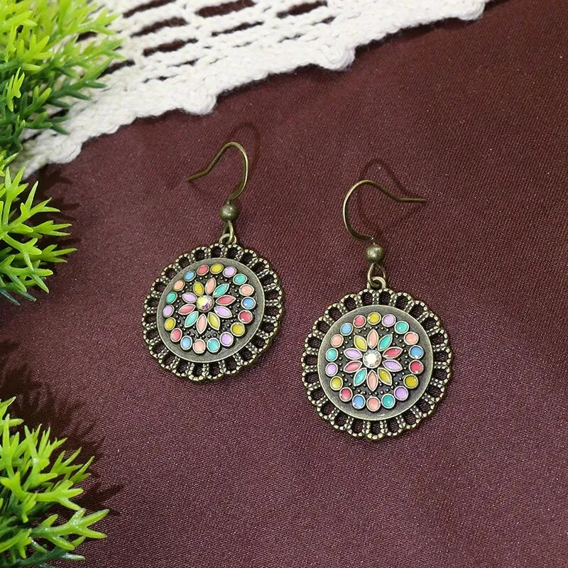 Vintage Bohemian Ethnic Wooden Drop Dangle Earrings