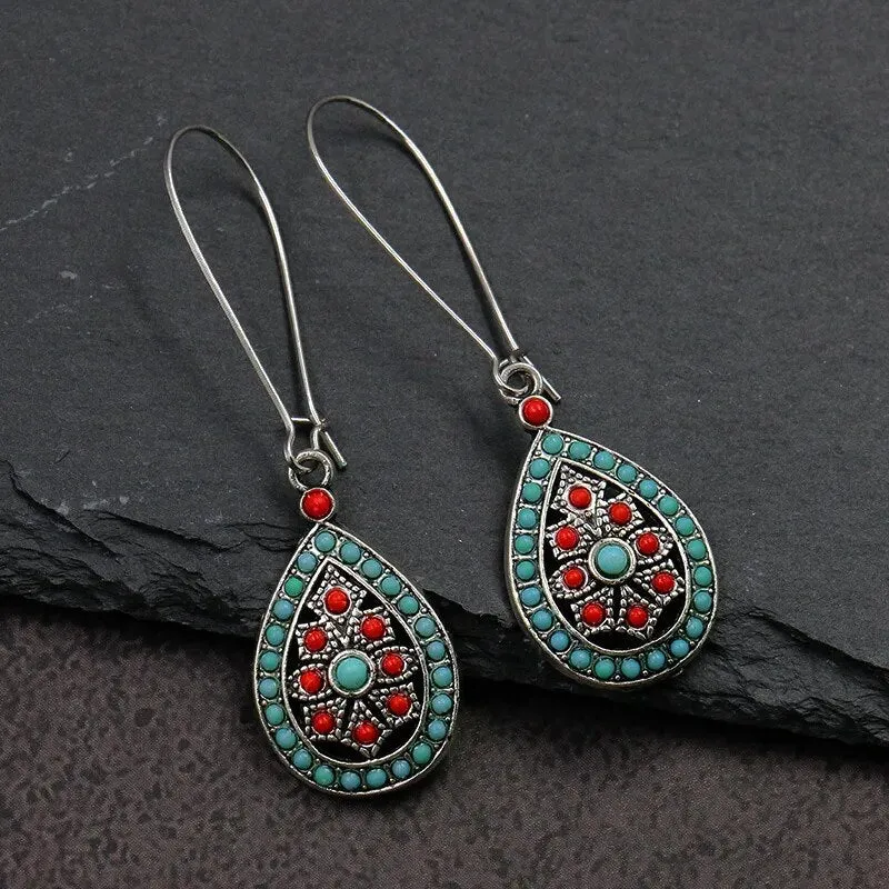 Vintage Bohemian Ethnic Wooden Drop Dangle Earrings