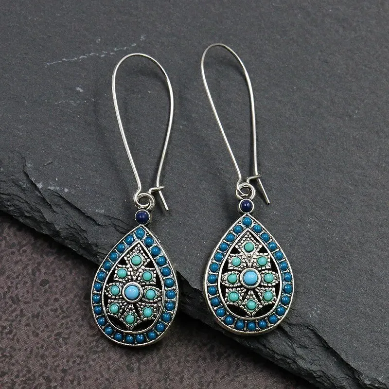 Vintage Bohemian Ethnic Wooden Drop Dangle Earrings