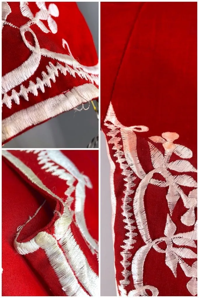 Vintage Red Embroidered Tunic Shirt