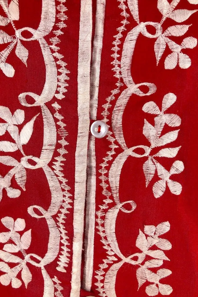 Vintage Red Embroidered Tunic Shirt