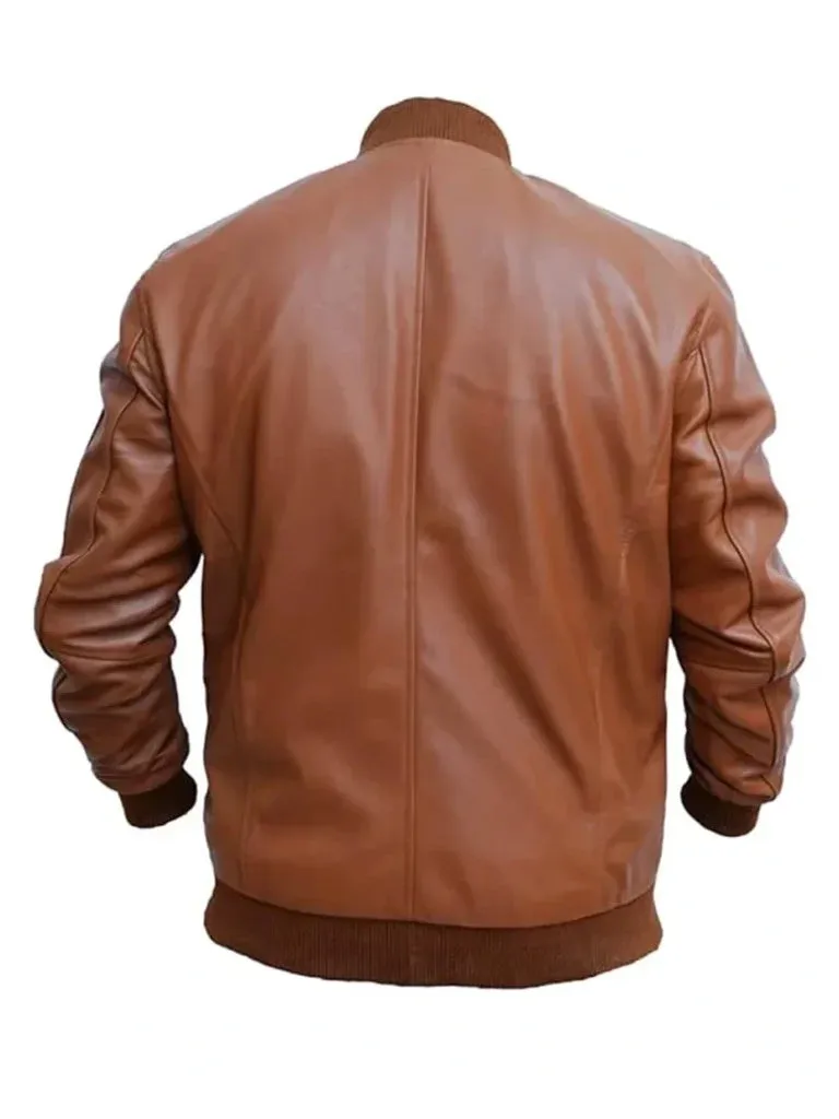 Waxed Brown Bomber Leather Jacket