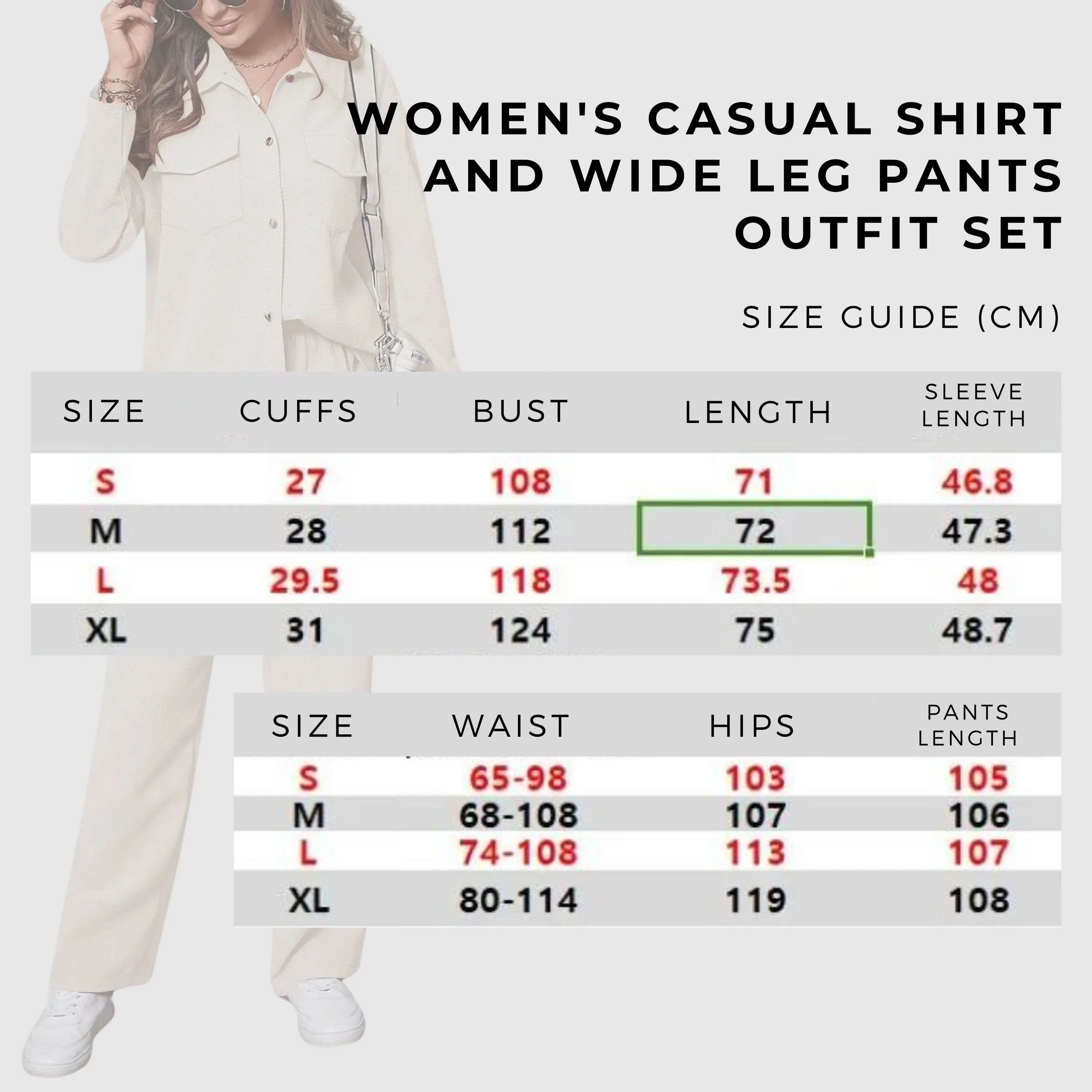 Women's Casual Shirt and Wide Leg Pants Outfit Set