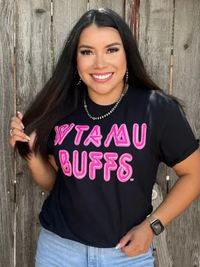 WTAMU Buffs Neon Retro Black Tee