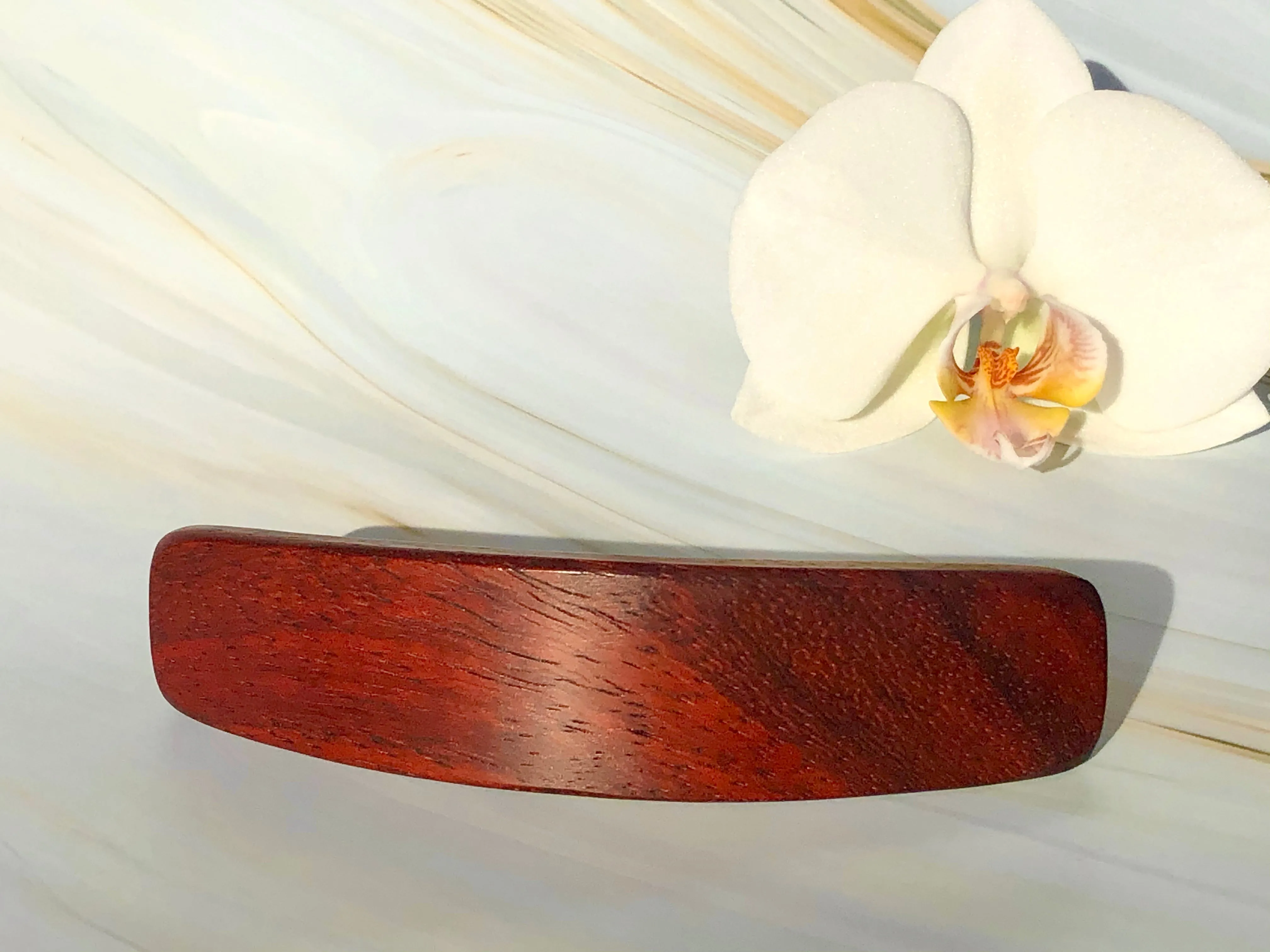 XL Padauk wood barrette, thick hair barrette, thick hair clip, red wood barrette,