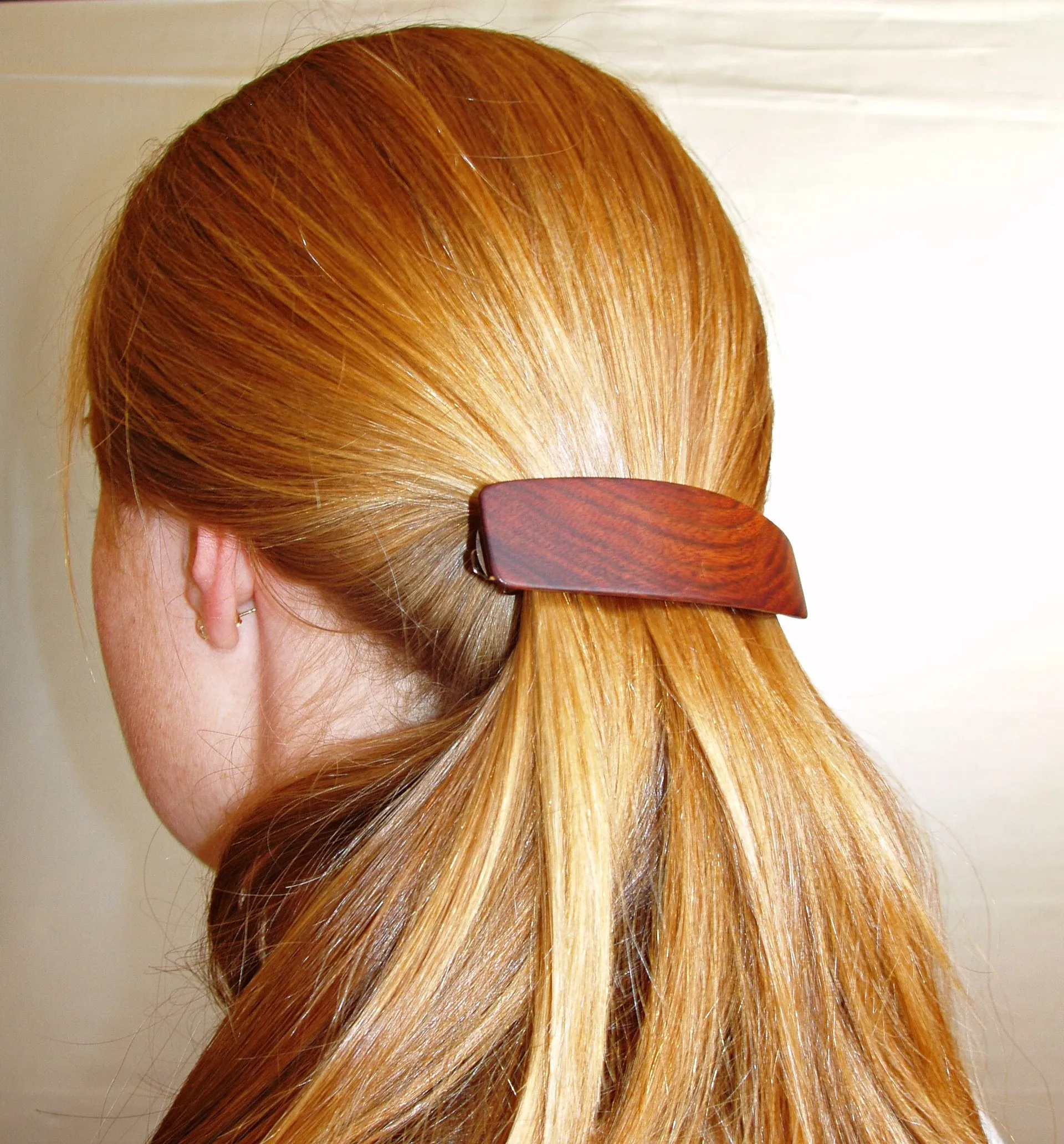 XL Padauk wood barrette, thick hair barrette, thick hair clip, red wood barrette,